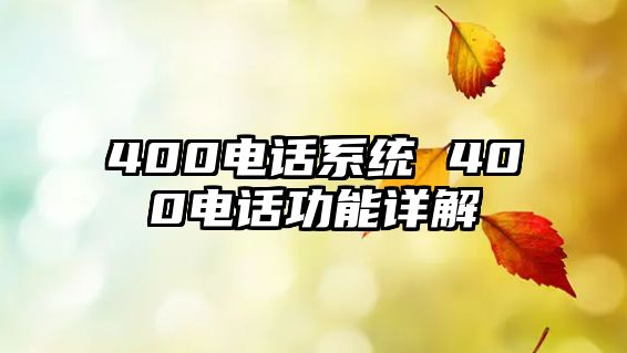 400電話系統(tǒng) 400電話功能詳解