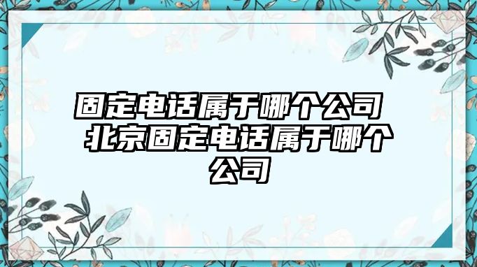 固定電話屬于哪個公司 北京固定電話屬于哪個公司