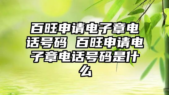 百旺申請電子章電話號碼 百旺申請電子章電話號碼是什么