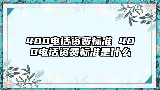 400電話資費(fèi)標(biāo)準(zhǔn) 400電話資費(fèi)標(biāo)準(zhǔn)是什么