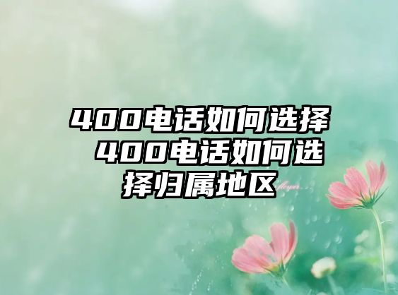 400電話如何選擇 400電話如何選擇歸屬地區(qū)