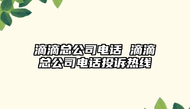 滴滴總公司電話 滴滴總公司電話投訴熱線