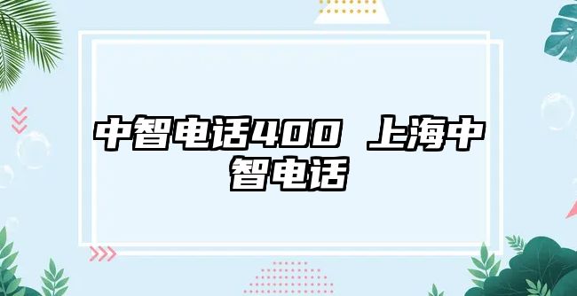 中智電話400 上海中智電話