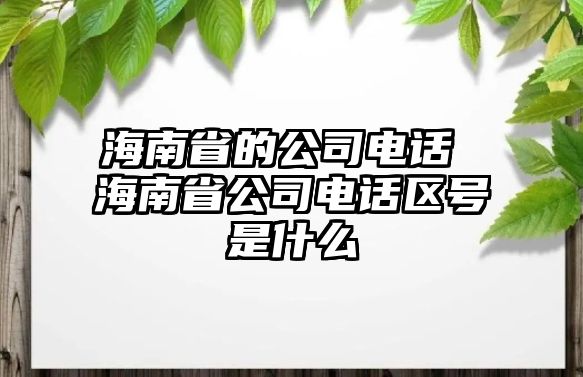 海南省的公司電話 海南省公司電話區(qū)號(hào)是什么