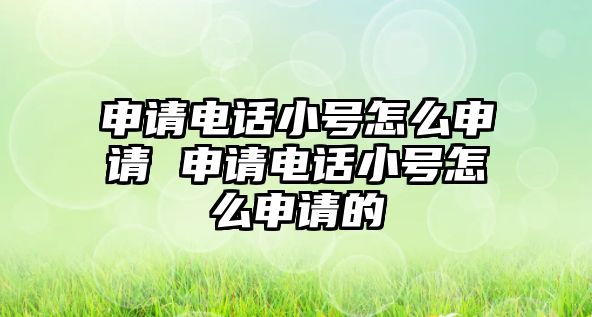 申請電話小號怎么申請 申請電話小號怎么申請的