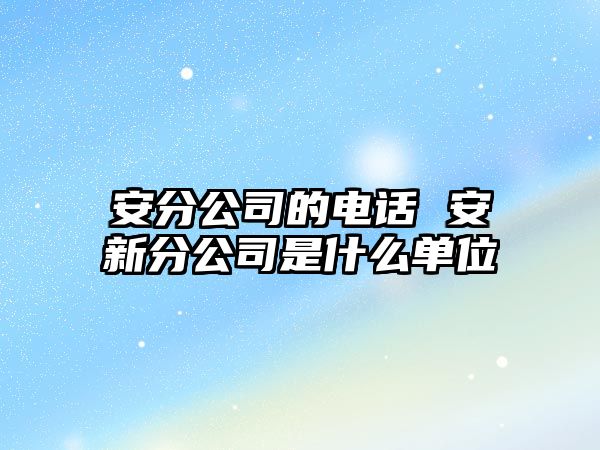 安分公司的電話 安新分公司是什么單位