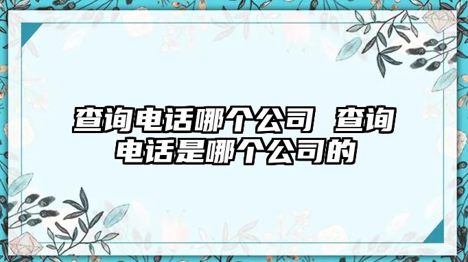 查詢電話哪個公司 查詢電話是哪個公司的