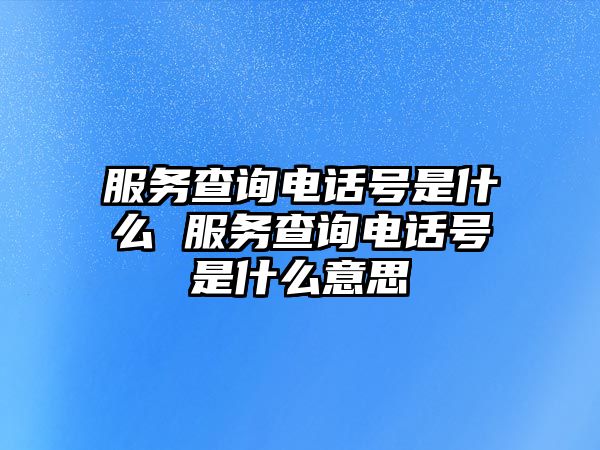 服務(wù)查詢電話號(hào)是什么 服務(wù)查詢電話號(hào)是什么意思