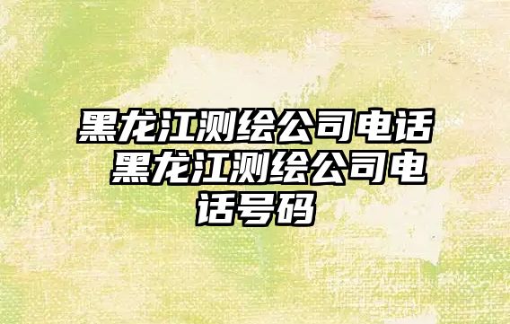 黑龍江測繪公司電話 黑龍江測繪公司電話號碼