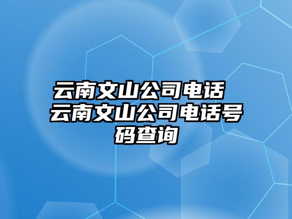 云南文山公司電話 云南文山公司電話號碼查詢