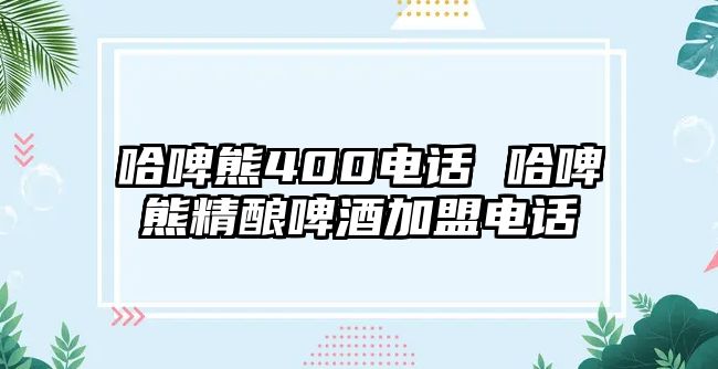 哈啤熊400電話 哈啤熊精釀啤酒加盟電話