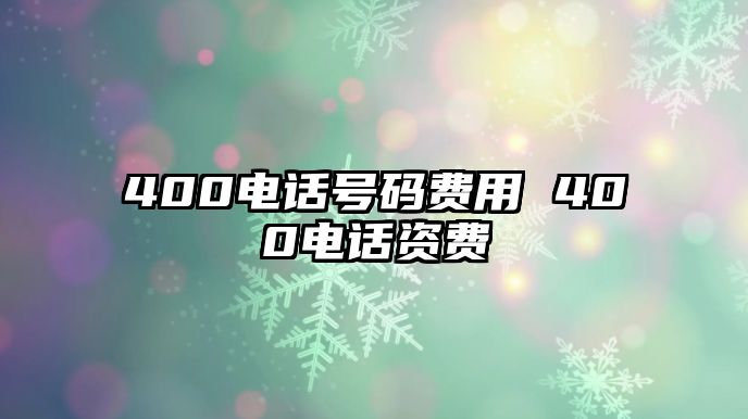 400電話號(hào)碼費(fèi)用 400電話資費(fèi)