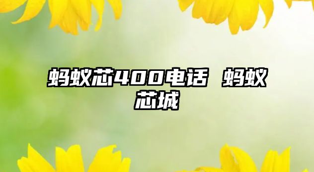 螞蟻芯400電話 螞蟻芯城