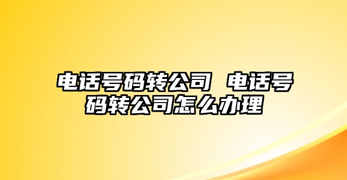 電話號(hào)碼轉(zhuǎn)公司 電話號(hào)碼轉(zhuǎn)公司怎么辦理