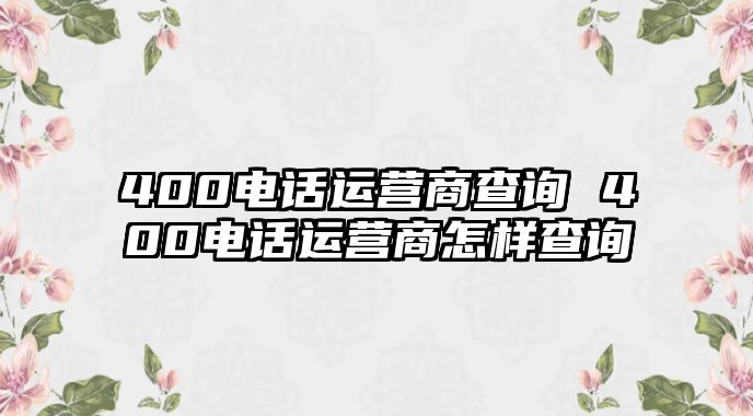 400電話運(yùn)營(yíng)商查詢 400電話運(yùn)營(yíng)商怎樣查詢