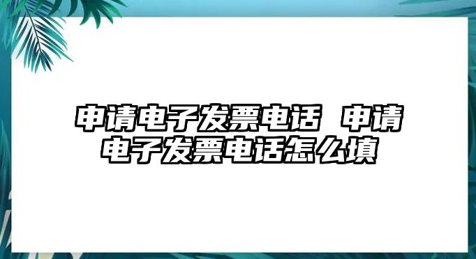 申請電子發(fā)票電話 申請電子發(fā)票電話怎么填