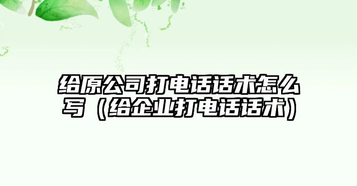 給原公司打電話(huà)話(huà)術(shù)怎么寫(xiě)（給企業(yè)打電話(huà)話(huà)術(shù)）