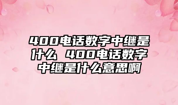 400電話數(shù)字中繼是什么 400電話數(shù)字中繼是什么意思啊