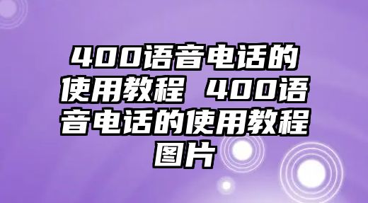 400語音電話的使用教程 400語音電話的使用教程圖片