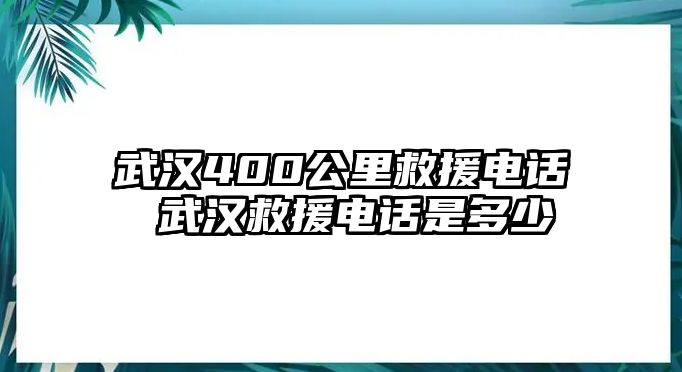 武漢400公里救援電話 武漢救援電話是多少