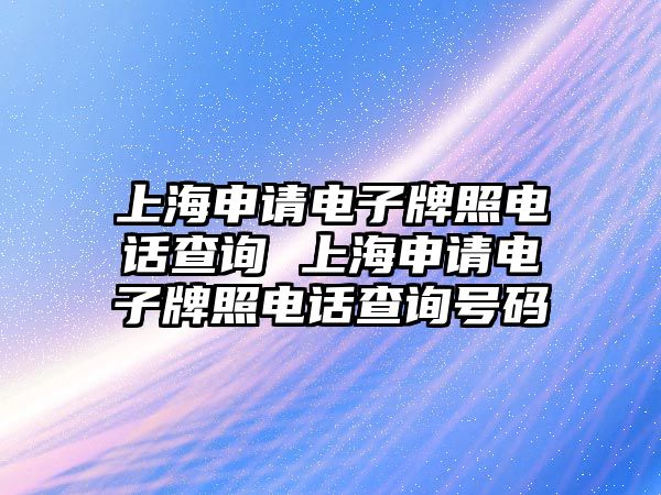 上海申請電子牌照電話查詢 上海申請電子牌照電話查詢號碼