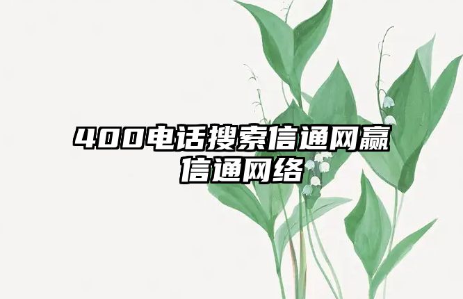 400電話搜索信通網(wǎng)贏 信通網(wǎng)絡(luò)