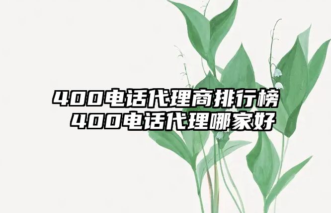 400電話代理商排行榜 400電話代理哪家好