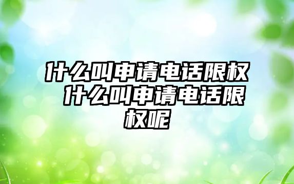 什么叫申請電話限權 什么叫申請電話限權呢