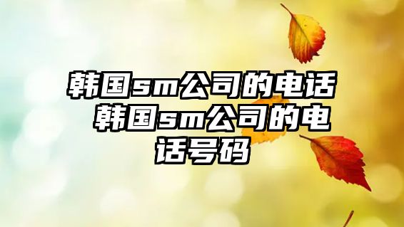 韓國sm公司的電話 韓國sm公司的電話號碼