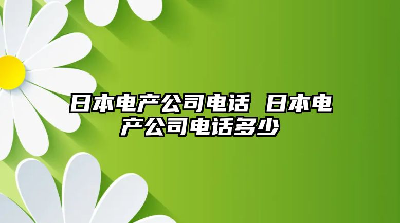 日本電產(chǎn)公司電話 日本電產(chǎn)公司電話多少