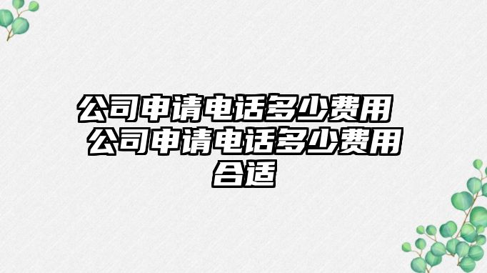 公司申請電話多少費用 公司申請電話多少費用合適