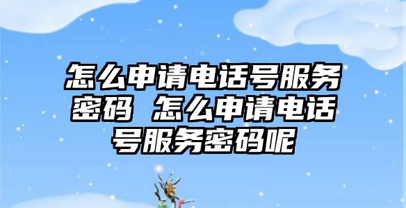 怎么申請電話號服務密碼 怎么申請電話號服務密碼呢