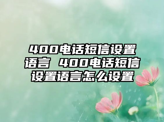 400電話短信設置語言 400電話短信設置語言怎么設置