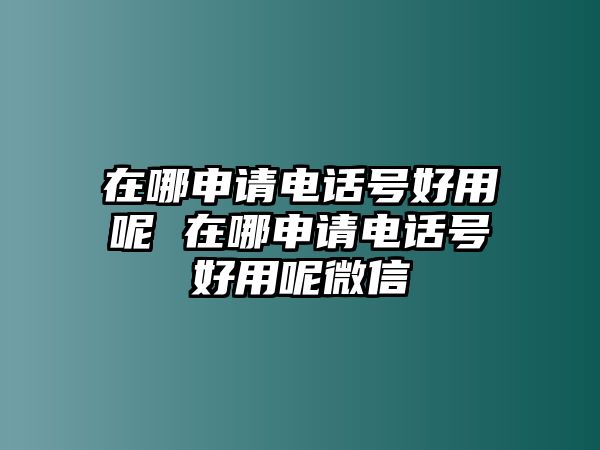 在哪申請電話號好用呢 在哪申請電話號好用呢微信