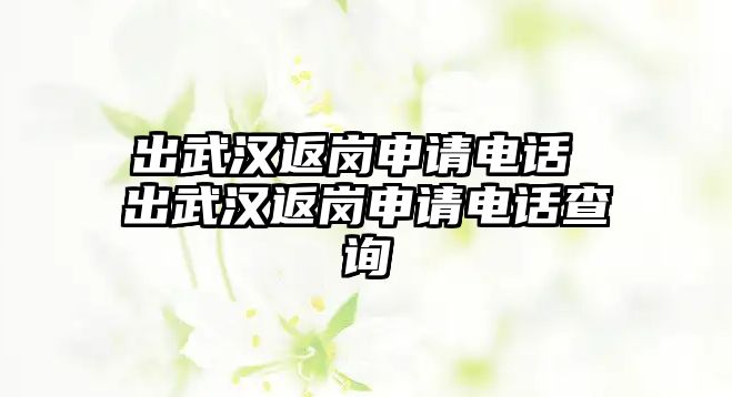 出武漢返崗申請(qǐng)電話 出武漢返崗申請(qǐng)電話查詢