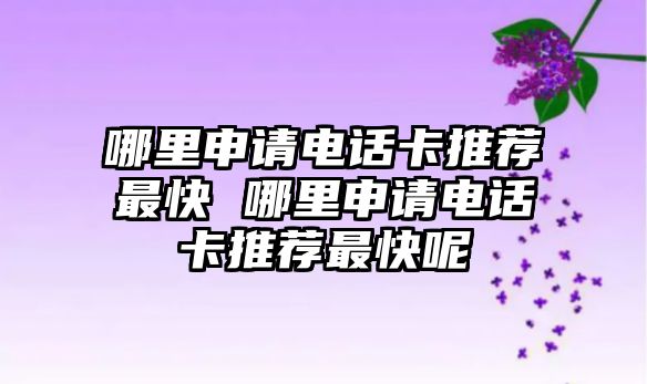 哪里申請(qǐng)電話卡推薦最快 哪里申請(qǐng)電話卡推薦最快呢