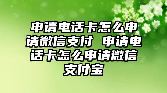 申請電話卡怎么申請微信支付 申請電話卡怎么申請微信支付寶