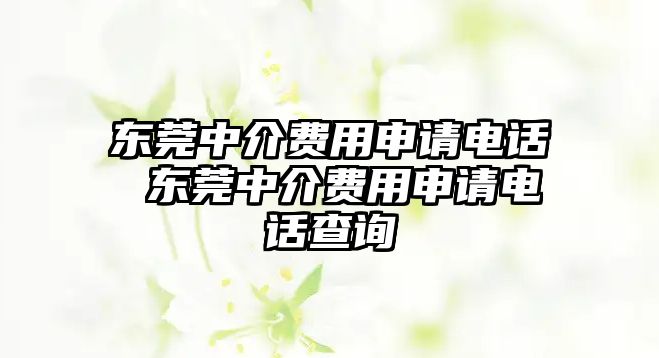 東莞中介費用申請電話 東莞中介費用申請電話查詢