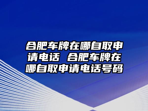 合肥車牌在哪自取申請電話 合肥車牌在哪自取申請電話號碼