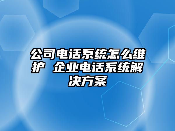 公司電話系統(tǒng)怎么維護(hù) 企業(yè)電話系統(tǒng)解決方案