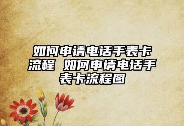 如何申請電話手表卡流程 如何申請電話手表卡流程圖