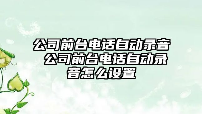 公司前臺電話自動錄音 公司前臺電話自動錄音怎么設置