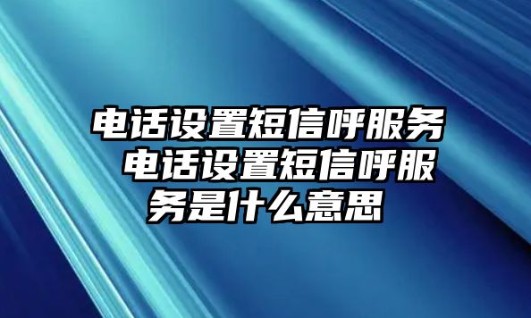 電話設(shè)置短信呼服務(wù) 電話設(shè)置短信呼服務(wù)是什么意思