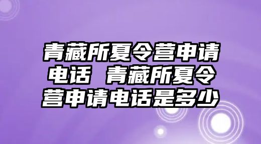 青藏所夏令營申請電話 青藏所夏令營申請電話是多少