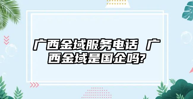 廣西金域服務電話 廣西金域是國企嗎?