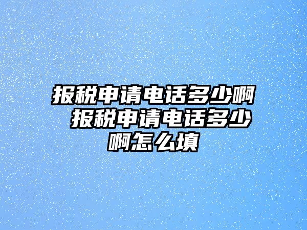 報(bào)稅申請(qǐng)電話多少啊 報(bào)稅申請(qǐng)電話多少啊怎么填