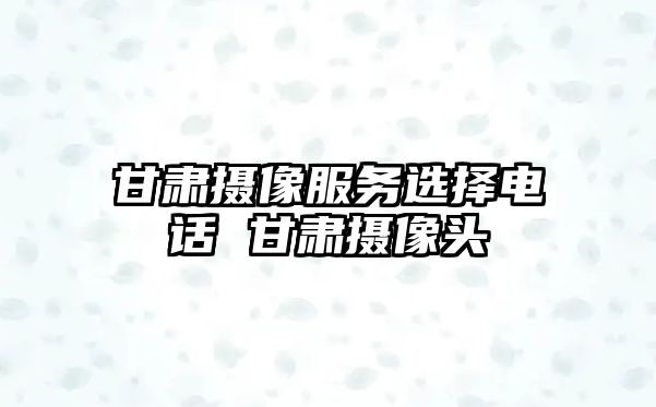 甘肅攝像服務(wù)選擇電話 甘肅攝像頭