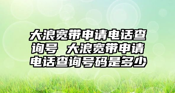 大浪寬帶申請電話查詢號 大浪寬帶申請電話查詢號碼是多少