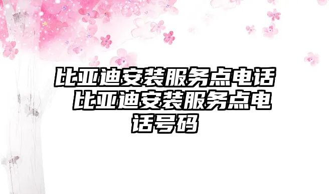 比亞迪安裝服務(wù)點(diǎn)電話 比亞迪安裝服務(wù)點(diǎn)電話號(hào)碼