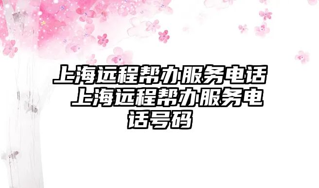 上海遠(yuǎn)程幫辦服務(wù)電話 上海遠(yuǎn)程幫辦服務(wù)電話號碼